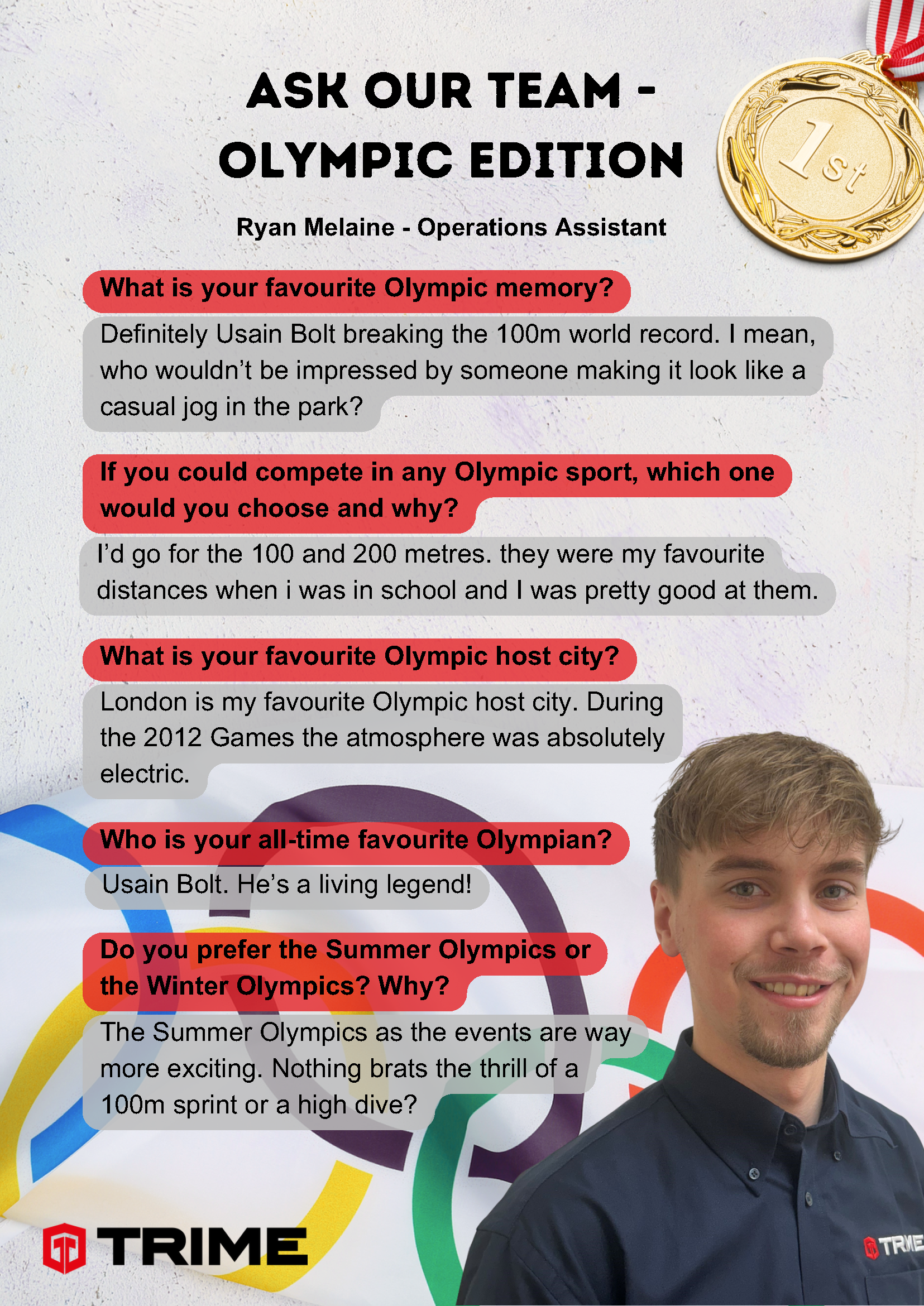 Meet the Team - Olympic Edition, Ryan Melanie - Operations Assistant